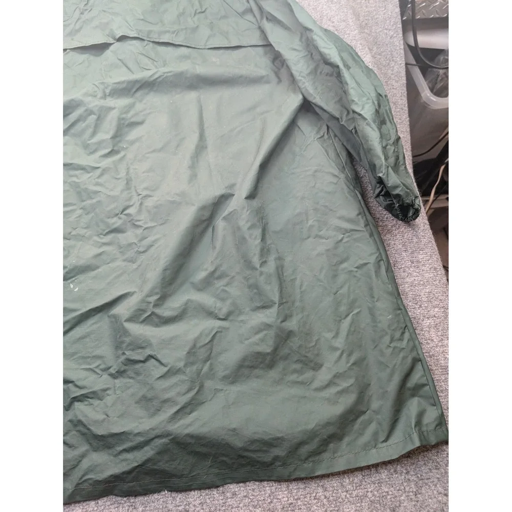 Seaway‎ Rain Coat Mens XL Green PVC Coated Nylon Hooded Long Rain Parka